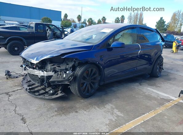 7SAXCBE58NF351269 2022 TESLA MODEL X Blue წინა მარცხენა ხედი სამი მეოთხედიდან
