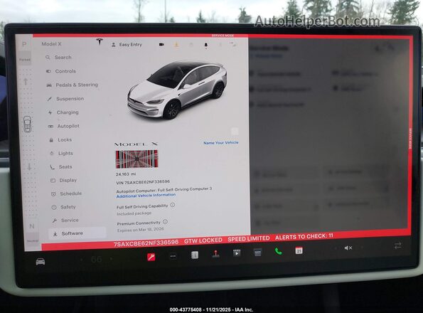 7SAXCBE62NF336596 2022 TESLA MODEL X White Вид задніх сидінь