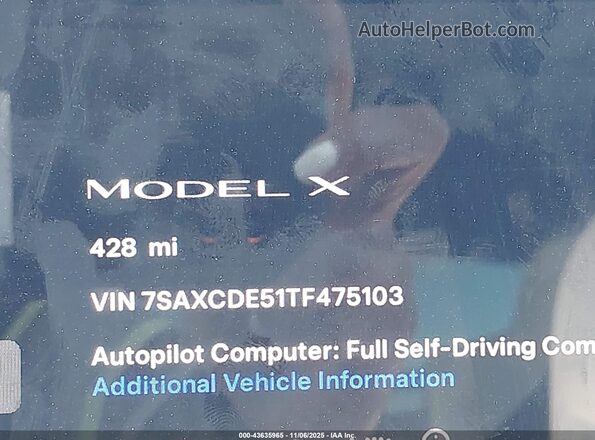 7SAXCDE51TF475103 2026 TESLA MODEL X White უკანა სავარძლების ხედი