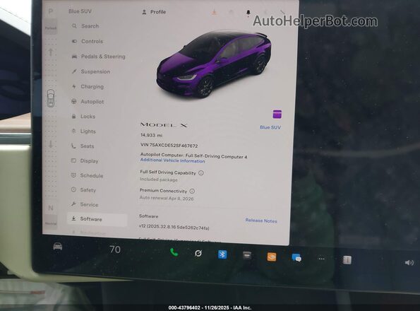 7SAXCDE52SF467672 2025 TESLA MODEL X Blue Widok tylnych siedzeń