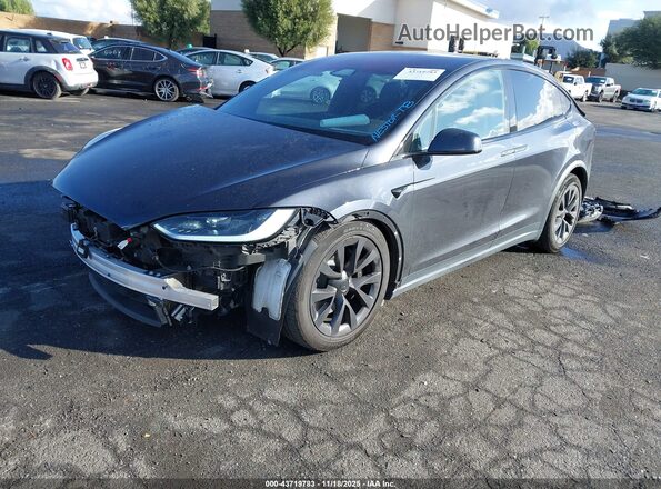 7SAXCDE57RF433494 2024 TESLA MODEL X Gray Առջևի ձախ երեք քառորդ տեսարան