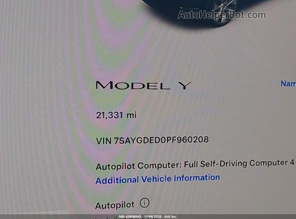 7SAYGDED0PF960208 2023 TESLA MODEL Y Серый 
