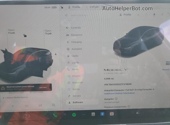 7SAYGDED2TF378699 2026 TESLA MODEL Gray Vista del cuadro de instrumentos