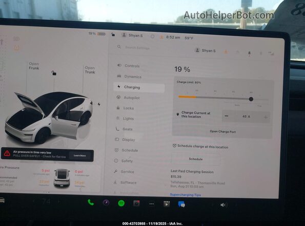7SAYGDED6TA427996 2026 TESLA MODEL Y White Vista del cuadro de instrumentos