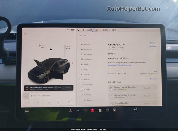 7SAYGDEE0NF351433 2022 TESLA MODEL 3 Black უკანა სავარძლების ხედი