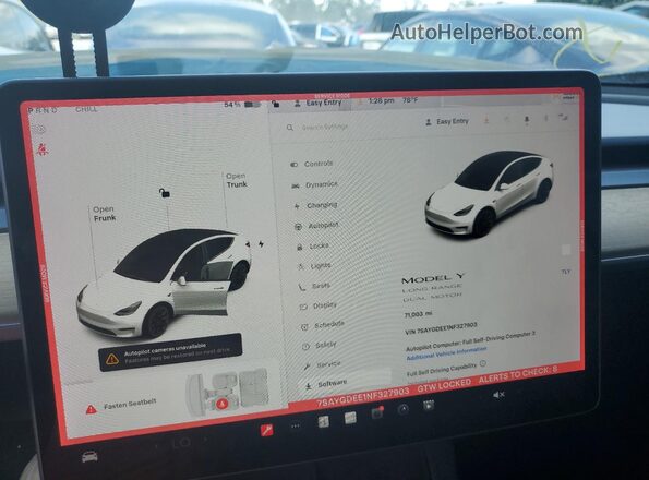 7SAYGDEE1NF327903 2022 TESLA MODEL Белый Вид щитка приборов