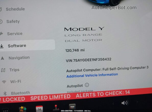 7SAYGDEE1NF356432 2022 TESLA MODEL Y Black 