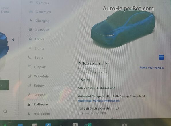 7SAYGDEE3TA440438 2026 TESLA MODEL Blue Vista del cuadro de instrumentos
