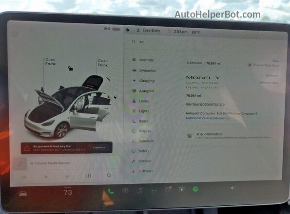 7SAYGDEE6NF327170 2022 TESLA MODEL Белый Вид щитка приборов