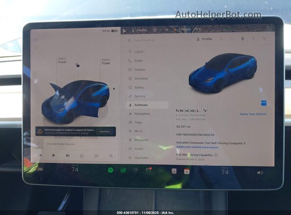 7SAYGDEEXNF393379 2022 TESLA MODEL Y Blue 