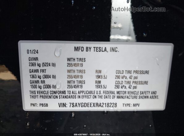 7SAYGDEEXRA218228 2024 TESLA MODEL Y Black Vista del compartimento del motor