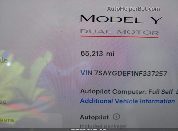 7SAYGDEF1NF337257 2022 TESLA MODEL Y White 