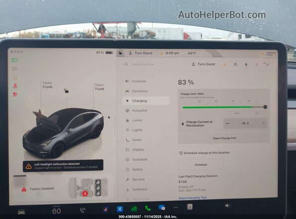 7SAYGDEF3NF506307 2022 TESLA MODEL Y Gray 
