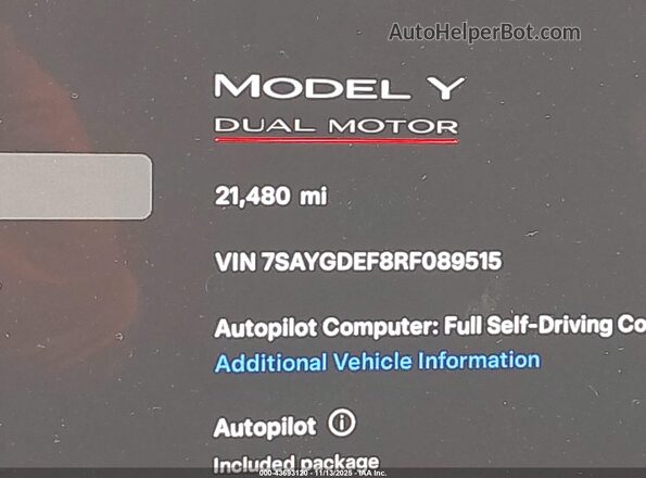 7SAYGDEF8RF089515 2024 TESLA MODEL Y Gray 