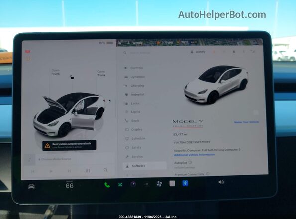 7SAYGDEFXNF372072 2022 TESLA MODEL Y White Vista de los asientos traseros