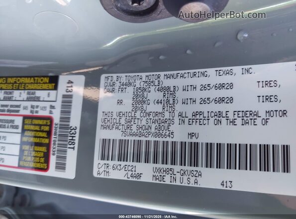 7SVAAABA2PX006645 2023 TOYOTA SEQUOIA Blue Շարժիչի բաժամունքի տեսք