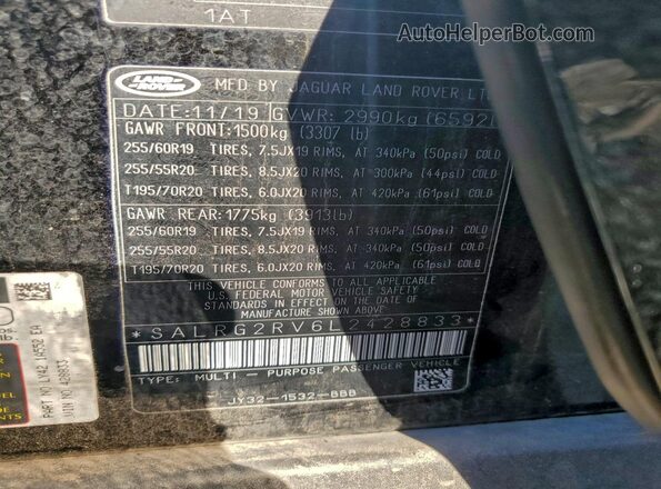 SALRG2RV6L2428833 2020 LAND ROVER DISCOVERY Black 360 interior view