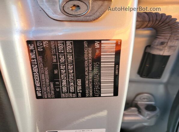 4JGFB4JB9MA397795 2021 MERCEDES-BENZ GLE White VIN կոդի պիտակի տեսք