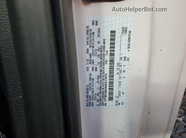 1FTBF2B65NEG17070 2022 FORD F250 Белый Вид наклейки с VIN-кодом