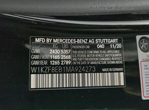 W1KZF8EB1MA924273 2021 MERCEDES-BENZ E Black Widok wnętrza z tyłu