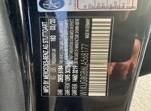 W1KUG8GB6LA568177 2020 MERCEDES-BENZ S Черный 