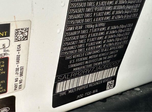 SALRR2RV7JA060207 2018 LAND ROVER DISCOVERY Белый 