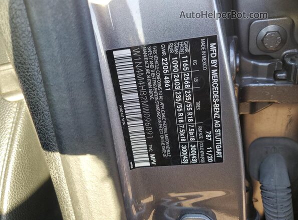 W1N4M4HB2MW096891 2021 MERCEDES-BENZ GLB-CLASS Gray Սալոնի 360 աստիճան տեսք