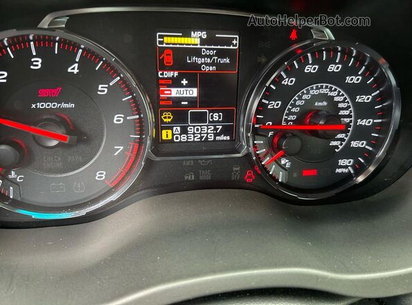JF1VA2R60K9820265 2019 SUBARU WRX Red Widok zestawu wskaźników