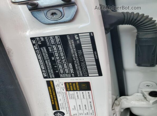4JGFB5KBXLA007984 2020 MERCEDES-BENZ GLE-CLASS White Vista interior de 360 grados