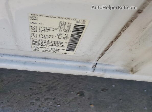 1N6BF0KY6LN810098 2020 NISSAN NV White Սալոնի 360 աստիճան տեսք