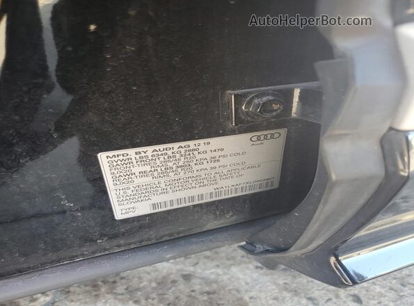 WA1LXAF7XLD002607 2020 AUDI Q7 Black VIN sticker view