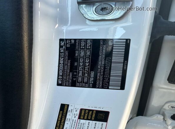 4JGFB4JBXMA400770 2021 MERCEDES-BENZ GLE White 