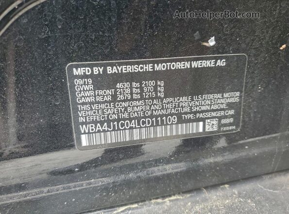 WBA4J1C04LCD11109 2020 BMW 4 SERIES Black VIN կոդի պիտակի տեսք