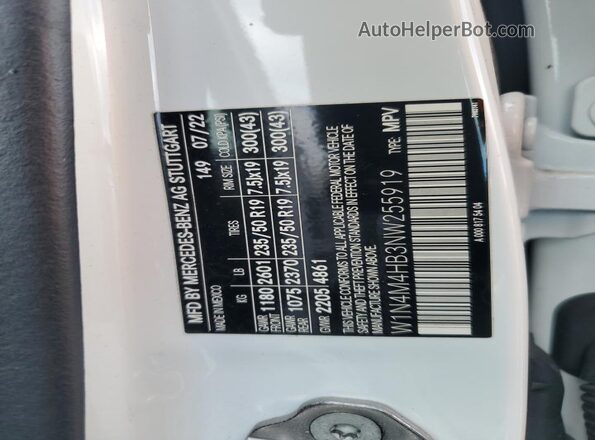 W1N4M4HB3NW255919 2022 MERCEDES-BENZ GLB-CLASS White 