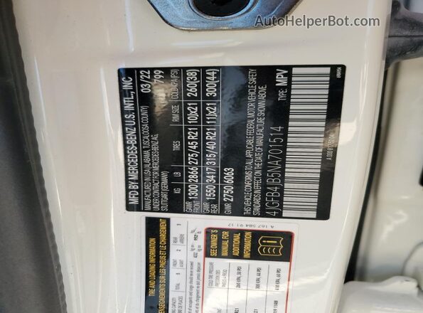 4JGFB4JB5NA701514 2022 MERCEDES-BENZ GLE-CLASS White Панорамний вид салону 360°