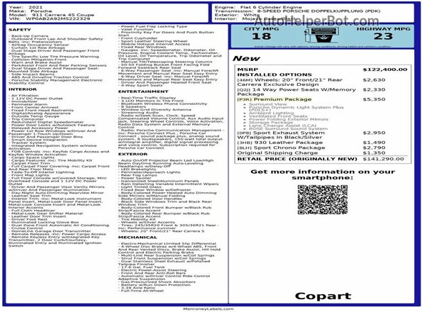 WP0AB2A92MS222329 2021 PORSCHE 911 Белый Вид задней части салона