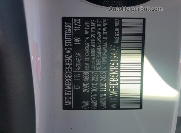 W1KWF8DB6MR619437 2021 MERCEDES-BENZ C-CLASS White 