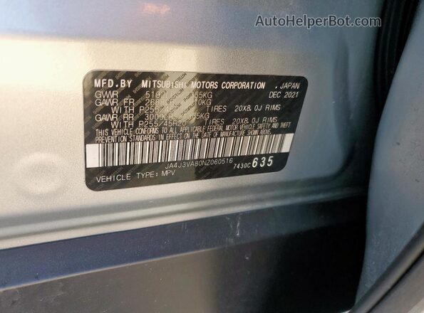 JA4J3VA80NZ060516 2022 MITSUBISHI OUTLANDER Silver 