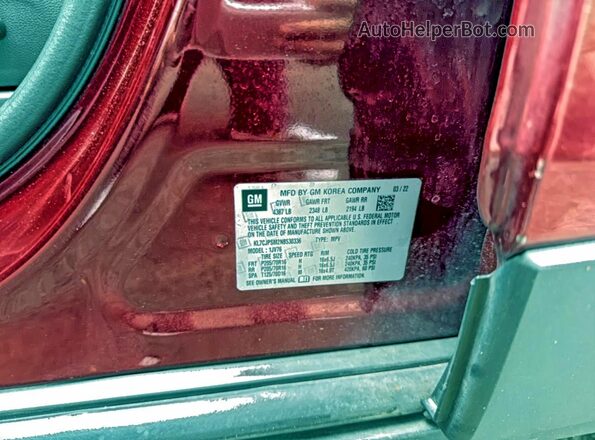 KL7CJPSM2NB530336 2022 CHEVROLET TRAX Красный Вид задней части салона