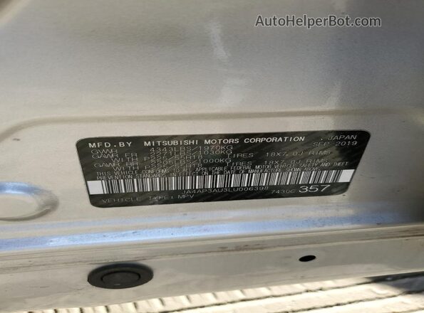 JA4AP3AU3LU006398 2020 MITSUBISHI OUTLANDER Silver VIN sticker view