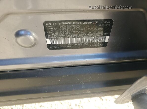 JA4AT5AA4KZ010488 2019 MITSUBISHI ECLIPSE Gray VIN կոդի պիտակի տեսք