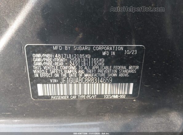 JF1GUABC8R8314659 2024 SUBARU IMPREZA Gray Widok komory silnika