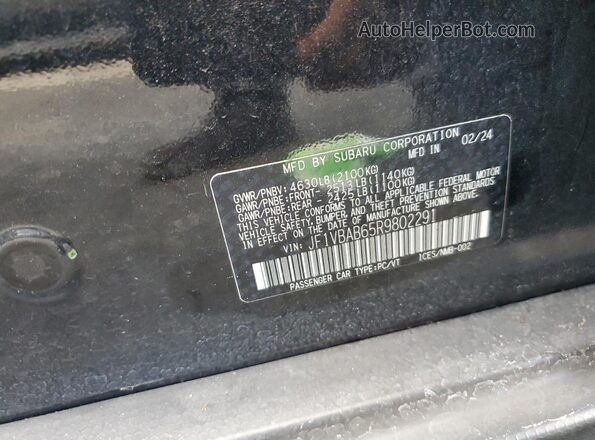 JF1VBAB65R9802291 2024 SUBARU WRX Black VIN կոդի պիտակի տեսք