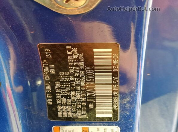 JF1ZCAC13L9700979 2020 SUBARU BRZ Blue Widok komory silnika