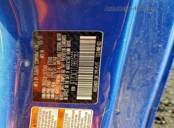JF1ZCAC17J9601563 2018 SUBARU BRZ Blue Вид наклейки з VIN-кодом