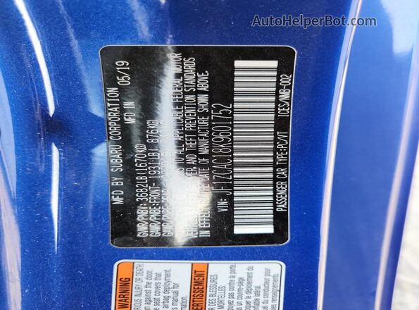 JF1ZCAC18K9601752 2019 SUBARU BRZ Синий Вид подкапотного пространства