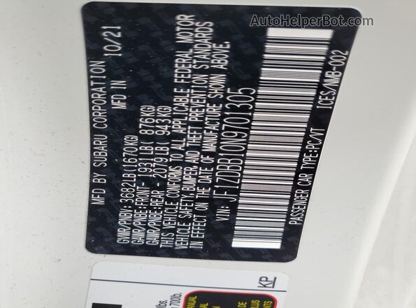 JF1ZDBB10N9701305 2022 SUBARU BRZ Cream Widok komory silnika