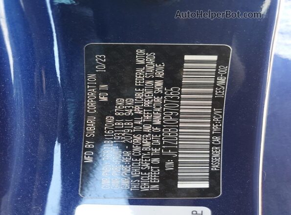 JF1ZDBB10P9707365 2023 SUBARU BRZ Blue ძრავის განყოფილების ხედი