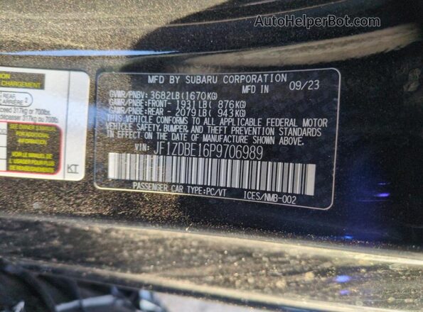JF1ZDBE16P9706989 2023 SUBARU BRZ Черный Вид наклейки с VIN-кодом