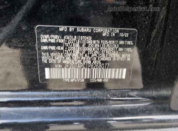 JF2GTAPC1P8268077 2023 SUBARU CROSSTREK Black Вид наклейки з VIN-кодом